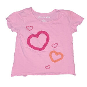 PEANUT & ELLIE Pink Short Sleeve Tee With Sewn-on Hearts